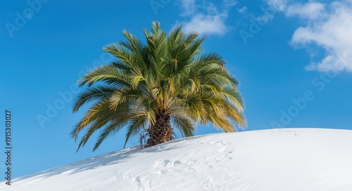 Tropical palm tree covered ...
