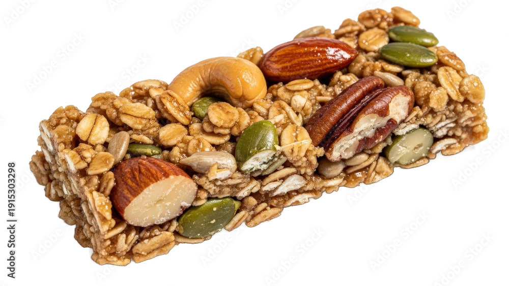 Obraz premium Granola bar png cereal bar png nuts and seeds snack png healthy snack png transparent background image
