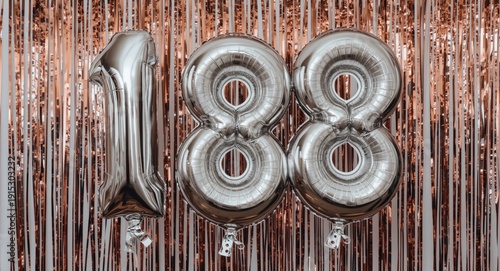Shiny silver balloons repre...