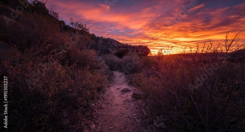 Narrow uneven trail to a hi...