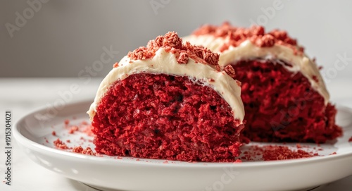 Red velvet bundt cake slice...