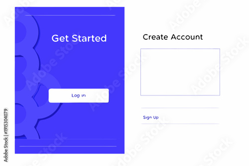 Mobile app interface displaying get started and account creation options