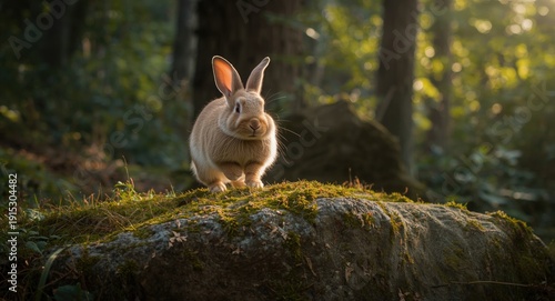 Upbeat pet rabbit hopping a...