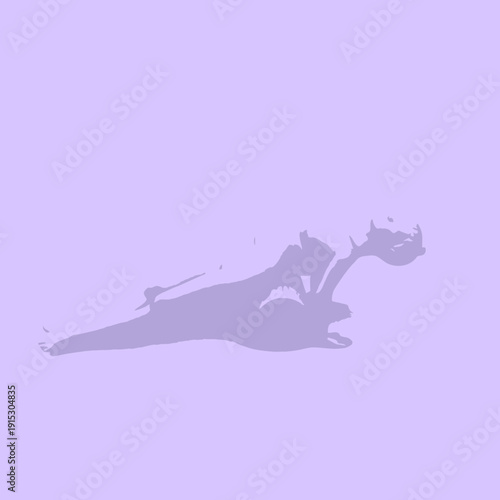 Flat design illustration of a dragon flying in mid-air, viewed from the side