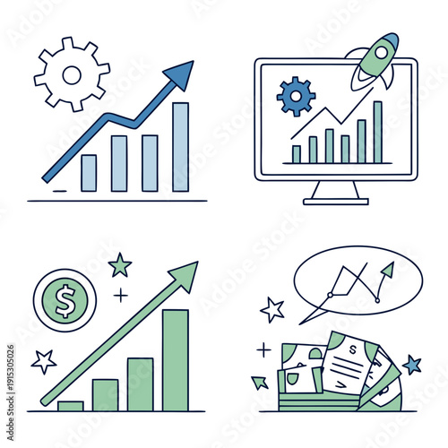 Business performance tracking with graphs and money symbols charts 1