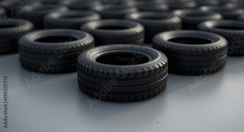 pile of stacked black tires...