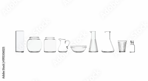 An assortment of laboratory glassware and equipment on a white background Vector