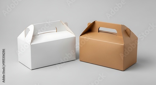 Wallpaper Mural Two paper food boxes in white and brown colors side by side Torontodigital.ca
