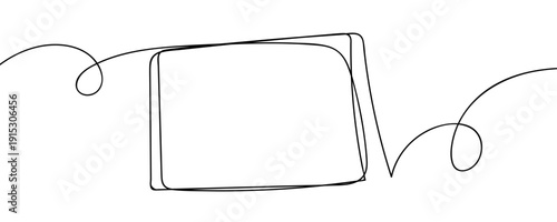 Hand drawn frame. Thin black continuous line on white background. Vector illustration.