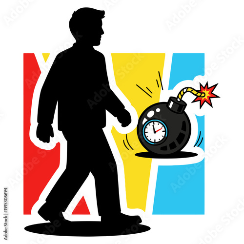 Walking Towards a Time Bomb - Vector Illustration of Business Risk