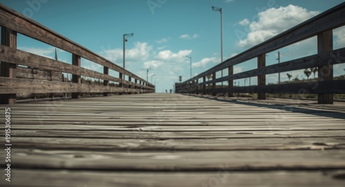 Wooden boardwalk and deckin...