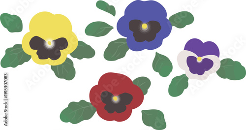 パンジーのベクターイラスト　春の花のかわいいフラワー素材
