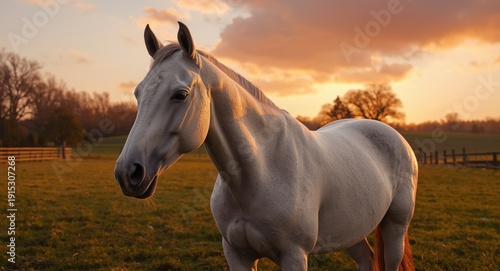 White horse enjoying calm m...