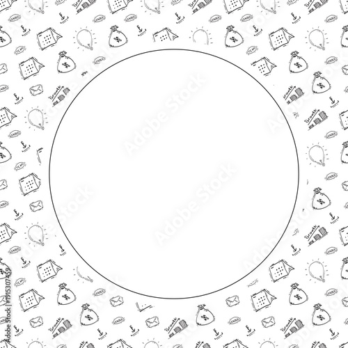 Doodle business plan circle frame, startup growth idea element background