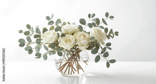 Glass vessel with eucalyptu...