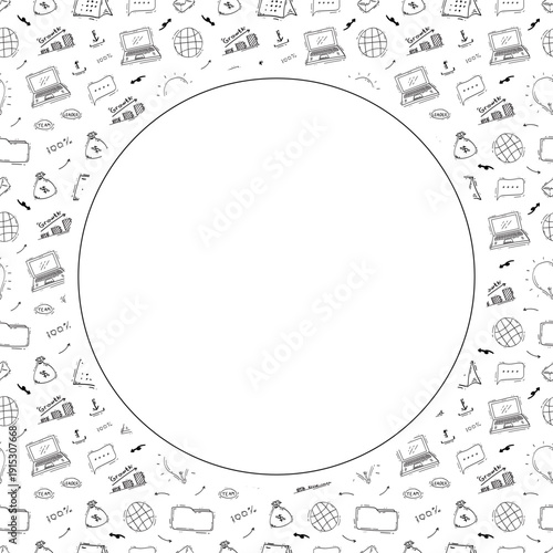 Doodle business plan circle frame, startup growth idea element background