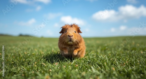 Playful pet guinea pig enjo...