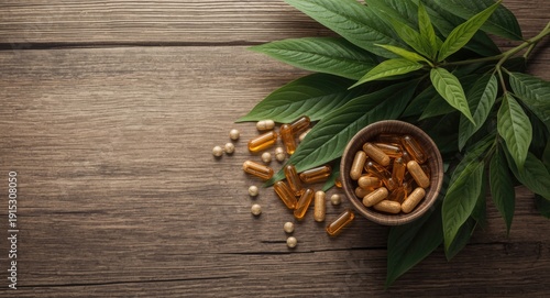 Wooden backdrop with kratom...