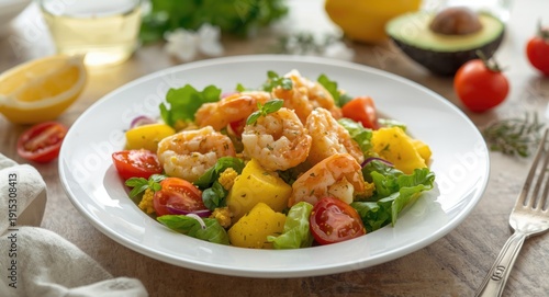 Bright mango avocado shrimp...