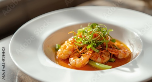 Spicy prawn and leek dish s...
