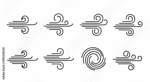 Eight unique swirl designs with intricate patterns and varying styles Vector