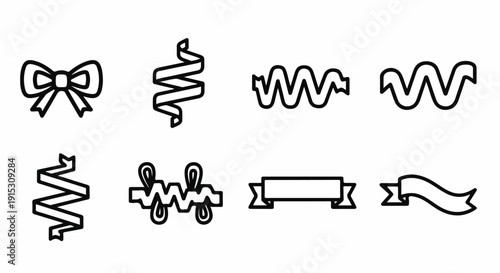 A collection of various decorative bows and ribbons in different styles and designs Vector