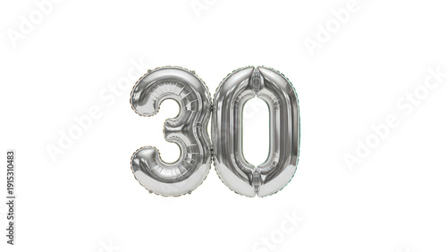 Silver balloon number thirty png number 30 balloon png foil number balloon png party decoration png transparent background image