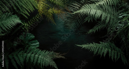 Wild fern leaves and tropic...