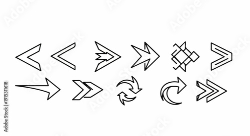 A collection of various arrows and directional symbols in a single image Vector