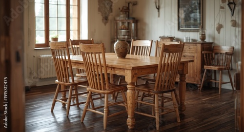 rustic wooden dining room i...