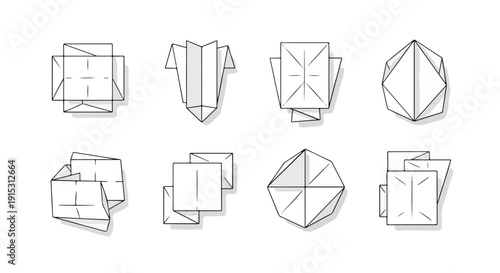 Diverse geometric shapes and their respective nets and constructions Vector