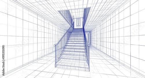 Perspective sketch of stair...