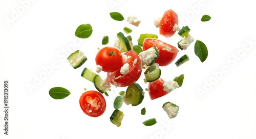 Levitation of Greek salad v...