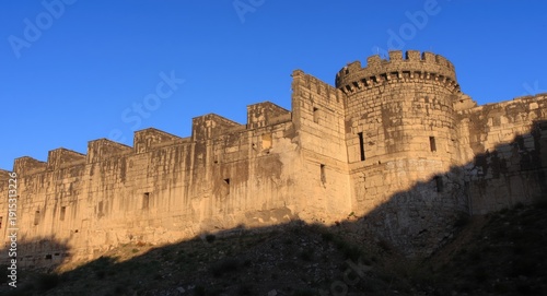 Aged fortress with rugged s...