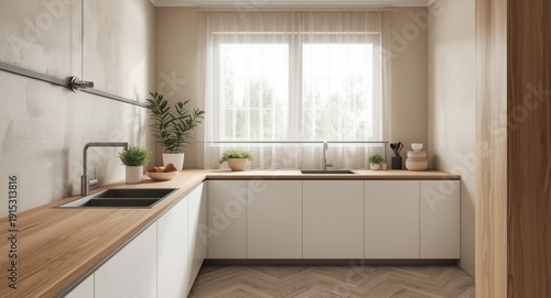 Modern kitchen corner featu...