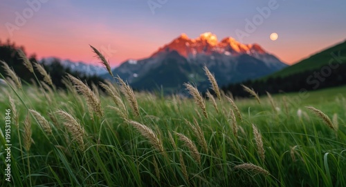 Quiet alpine meadow at twil...