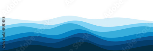 Abstract layered blue ocean waves for water, sea, and ocean themes vector illustration