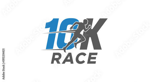 Dynamic 10K Race Logo with Runner Silhouette and Bold Text