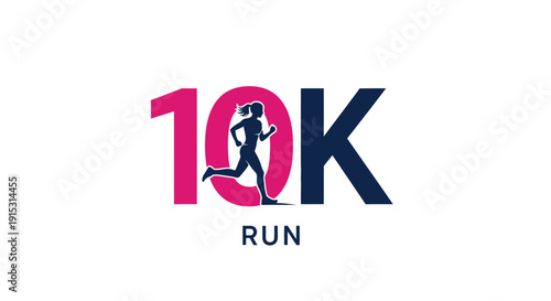 10K Run Logo with Dynamic Runner Silhouette and Bright Colors