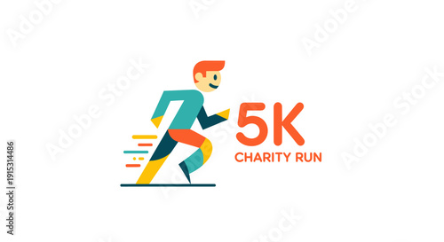 Fast Running Man Illustrative Logo for Charitable Race Event