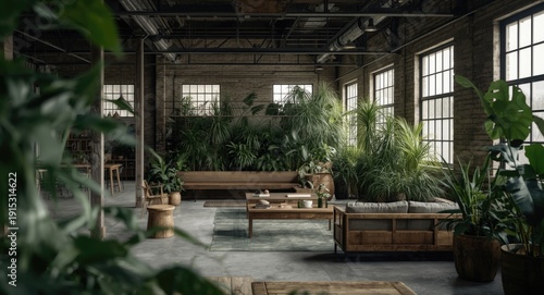 Modern industrial loft with...