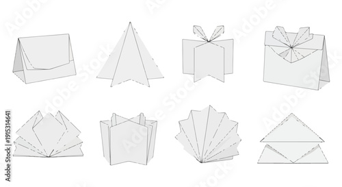 A collection of various origami designs and folding techniques Vector