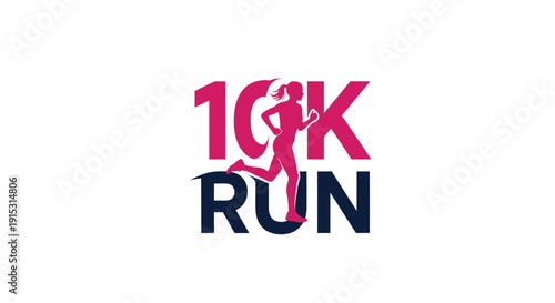 Dynamic 10K Run Logo with Runner Silhouette and Vibrant Design