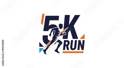 Dynamic 5K Run Logo with Running Silhouette and Text