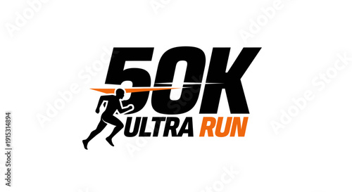 50K Ultra Marathon Logo with Running Figure and Dynamic Text