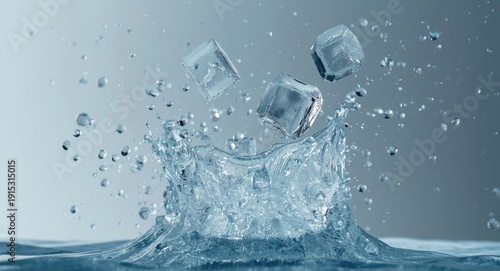 Cool ice cubes tumbling in ...