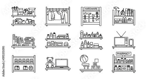 Diverse room scenes illustrated with various furniture and appliances Vector