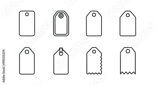 Various styles of tags with holes and different edge designs Vector