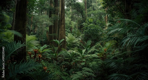 Mystical evergreen forest e...
