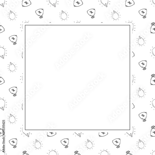 Doodle business plan square frame, startup growth idea element background